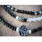 closeup beaded macrame wristwear