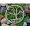 3 inch wire made tree roots are adorned with 3mm glass seed beads bown and green