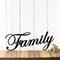 Metal family sign with script writing, in matte black powder coat.