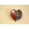 Ceramic heart shaped spoon rest. Glazed in red and blue. Approximately 3"x3.5"
