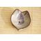 Ceramic heart shaped spoon rest. Glazed in grayish blue and purple colors. Approximately 3"x3.5"