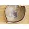 Ceramic heart shaped spoon rest. Glazed in grayish blue and purple colors. Approximately 3"x3.5"