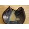 Ceramic heart shaped spoon rest. Glazed in blue and cream colors. Approximately 3"x3.5"