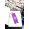 Front of bookmark with purple background, white and lavender dot art snowflake and jute rope tassel.