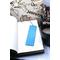 Back of bookmark, solid light blue with jute rope tassel.