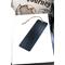 Back of bookmark in solid black, jute rope tassel.
