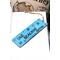 Front of bookmark, light blue background, black handwritten lettering, starfish, turtles, jute rope tassel.