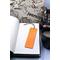Back of bookmark solid orange and jute rope tassel.