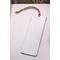 Back of bookmark in solid white and jute rope tassel.