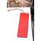 Back of bookmark in solid red with jute rope tassel.