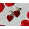 Pearl and red heart dangle earrings, valentine's day earrings
