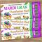 Editable Mardi Gras Ball Invitation Flyer and Ticket Bundle Template