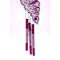 Close up of pink metal chimes tied on with silver line.