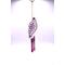 Side two of entire wind chime. White background, purple dot art, jute rope tassel, pink wind chimes with silver string.