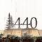 Pine tree 3 digit metal house number sign, in raw steel.