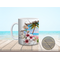 Close-up of a tropical beach mug featuring a 3D busted wall ocean scene.