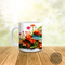 Colorful dragonfly design on custom coffee mug. Personalized vibrant dragonfly mug with name.
