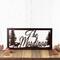 Rectangular family last name metal sign with moose silhouette, in copper vein powder coat.