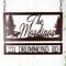 Family name and address metal signs with moose silhouette, in copper vein powder coat.
