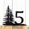1 digit pine tree metal house number sign, in matte black powder coat.
