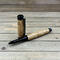 Black locust burl and black hardware rollerball pen