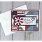 A patriotic God Bless America greeting card with patchwork quilt design and red, white and blue flowers.