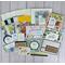A religious card making kit with scrapbook paper, cardstock, handcrafted embellishments and a set of cards and envelopes.