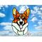 Red and white Handmade Stained Glass Pembroke Corgi