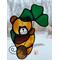 Saint Pat's Bear suncatcher in Golden Brown