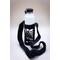 Pineapple Lace Water bottle sling/carrier in black with a full-sized water bottle. Great for hiking, day out, shopping trip, conferences