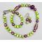 Necklace set | Lime green and violet palette of vintage and contemporary glass beads with freshwater pearls