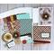 A fall card making kit with cardstock, scrapbook paper, embellishments, cards and envelopes to DIY 6 autumn greeting cards.