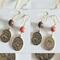 Gold Coin Aries Zodiac Earrings with Bloodstone Gemstones