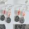 Silver Gemini Zodiac Coin Earrings with Red Agate Gemstones
