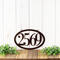 Horizontal oval 4 digit metal house number sign, in copper vein powder coat.