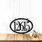 5 digit oval metal house number sign, in matte black powder coat.