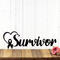Breast cancer survivor metal wall decor, with a heart and ribbon, in matte black powder coat.