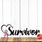 Breast cancer survivor metal sign, with pink ribbon and heart, in matte black powder coat.