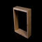 A photo of a modern and handcrafted minimalist square shelf, in a natural wood color. A stylish way to display your favorite items.