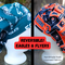 Side by side view of Bouffant scrub cap showing both the Philadelphia Eagles print and the Philadelphia Flyers print