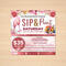 Editable Sip and Paint Flyer and Ticket Bundle | Party Event Template 