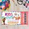 Editable Kids Sip and Paint Ticket Template | Kids Event Ticket