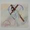 Watercolor background with watercolor Jesus carrying wooden cross wrapped with heart, heart accented in chrome paints