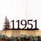 5 digit metal house number plaque with pine trees, in copper vein powder coat.
