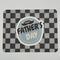 Dark checkered Father’s Day card with mustache, iridescent accents 