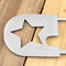 Close up of raw steel on our newborn baby boy or girl name and birth year metal sign.