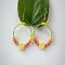 Fun, bright and fresh fruit earrings, with lemon as the focal point and seed beads in yellow, orange, pink and green. Gold plated hook wire.