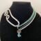 Mist
A bright light blue glass bead paired with a lovely light grey pearl. 