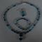 Cool Blue Ocean Set, necklace, bracelet, earrings with shades of blue glass beads, crystals with silver accent beads.