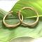Golden grass large hoop earrings with gold plated ear posts.